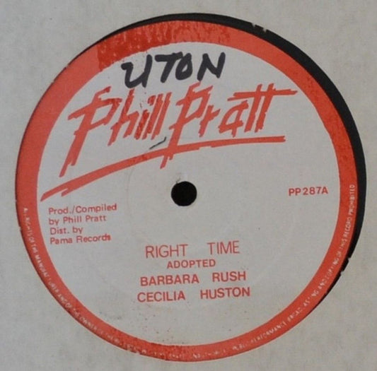 Image of Front Cover of 5043106S: 12" - BARBARA RUSH & CECILIA HUSTON, Right Time (Phill Pratt; PP 287, UK 1980s) Light marks only, SWOL.  /VG