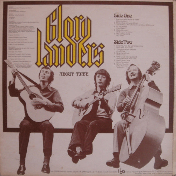 Image of Back Cover of 5043228S: LP - THE GLORYLANDERS, About Time (SECC; SECC 1205, UK 1973)   VG/VG+