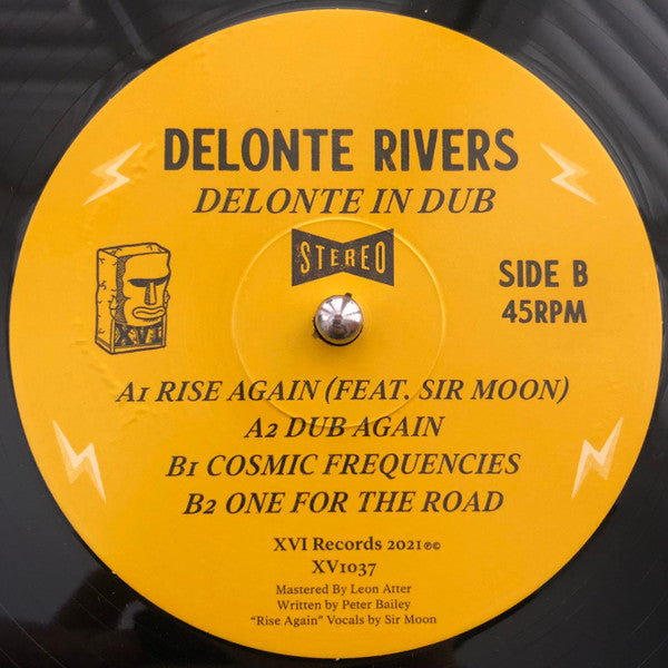 Image of Back Cover of 12" EP - VG+/VG - DELONTE RIVERS, Delonte In Dub (XVI Records; XVI1037, UK 2021, Stamped Sleeve), Light Marks only., A1 - Rise AgainA2 - Dub AgainB1 - Cosmic FrequenciesB2 - One For The Road - 3116248C