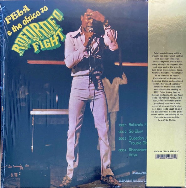 Image of Back Cover of 5214062C: 2xLP - FELA & THE AFRICA 70, Music Of Fela - Roforofo Fight (Knitting Factory Records; KFR2006-8, Worldwide 2022 Reissue, 2 Inners, Obi, Green Vinyl, Orange Vinyl, Limited Edition, 50th Anniversary)   NEW/NEW