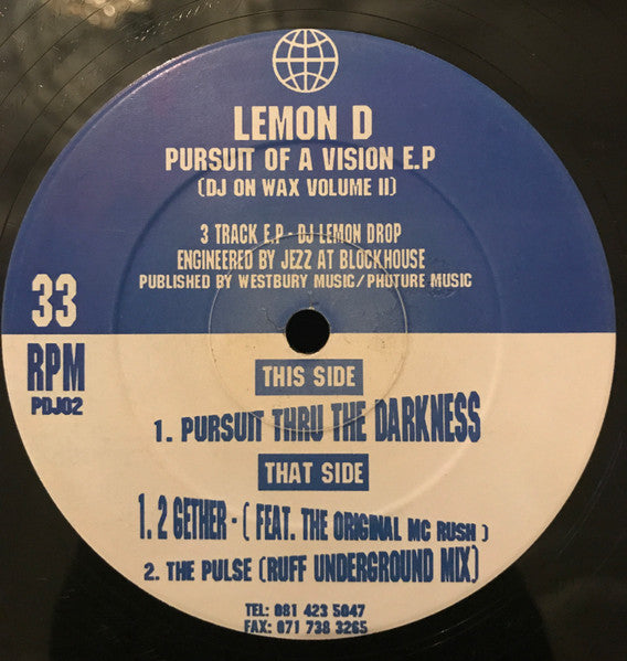 Image of Front Cover of 12" - /VG - LEMON D, Pursuit Of A Vision E.P (DJ On Wax Volume II) (Planet Earth Records; PDJ02, UK 1993), ,  - 3226023E