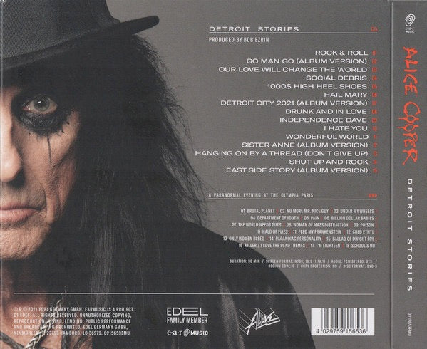 Image of Back Cover of 2xCD - VG+/VG+ - ALICE COOPER, Detroit Stories (Ear Music; 0215653EMU, Europe 2021), ,  - 3536007E