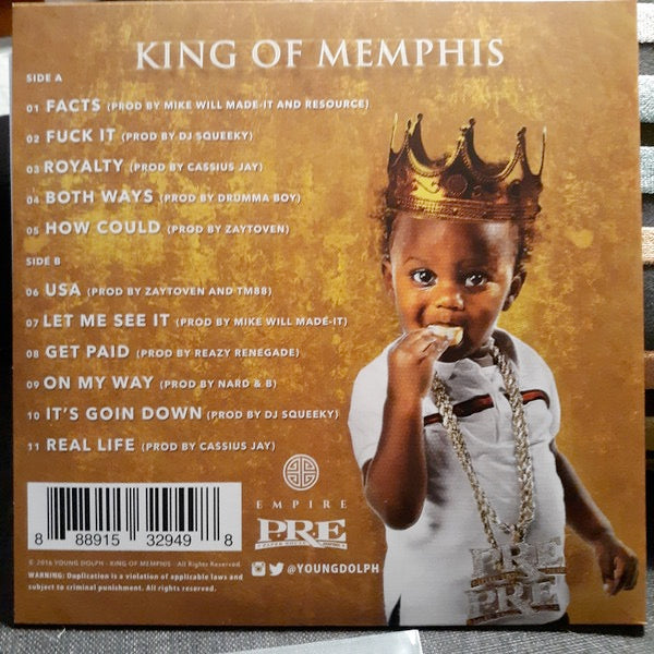 Image of Back Cover of 5133127E: LP - YOUNG DOLPH, King Of Memphis (Paper Route Empire; ERE317 RE-1, US 2023 Reissue, Gatefold, Gold Vinyl)   NEW/NEW