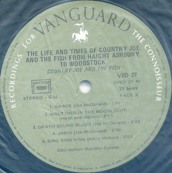 Image of Label Cover of 2044157S: 2xLP - COUNTRY JOE AND THE FISH, Life & Times Of - From Haight-Ashbury To Woodstock (Vanguard; VSD27/28, France 1970s Reissue, Gatefold, Dull Mid Green Label)   VG/VG+