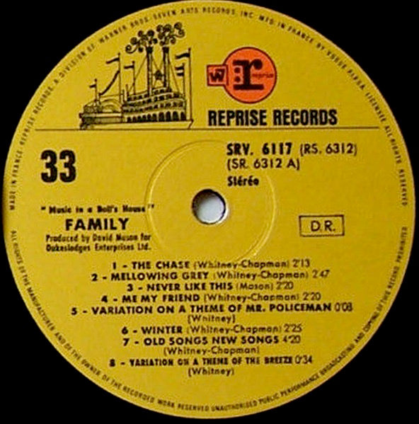 Image of Label Cover of 5123029E: LP - FAMILY, Music In A Doll's House (Reprise Records; SRV.6117, France 1968, Laminated Sleeve)   VG/G+