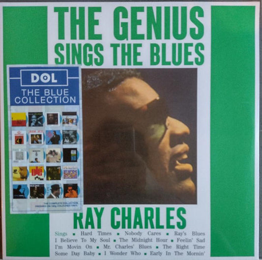 Image of Front Cover of 1034142E: LP - RAY CHARLES, The Genius Sings the Blues (DOL; DOL1070HB, Europe 2000s Reissue, 180 Gram Green Vinyl)   NEW/NEW