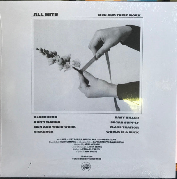 Image of Back Cover of 5023436E: Mini LP - ALL HITS, Men And Their Work (Iron Lung Records ; LUNGS-160, US 2020, Insert, Coke Bottle Clear Vinyl, Limited Edition of 100)   EX/EX