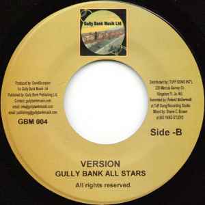 Image of Back Cover of 5153009S: 7" - DONIKI, Kingston (Gully Bank Musik Ltd; GBM 004, Jamaica 2008, Company Sleeve) Light marks on disc.  VG+/VG