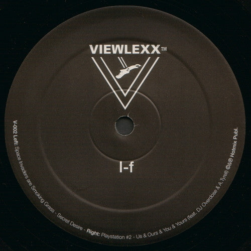 Image of Front Cover of 12" - /VG+ - I-F, Space Invaders Are Smoking Grass (Viewlexx; V-002, Netherlands Reissue), , Four hot cuts by Viewlexx & Murder Capital boss Interr-Ference, head commander of Intergalactic FM (formerly known as the Cybernetik Broadcasting System). - 3646392S