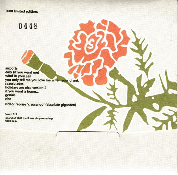 Image of Back Cover of 5133286E: CD - SOPHIA, Collections:One (The Flower Shop Recordings; flowcd 019, Europe 2004, Fold Over Sleeve, Limited Edition of 3,000) Number 2280  VG+/VG+