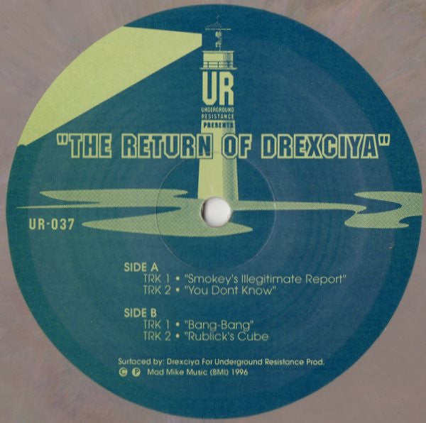 Image of Front Cover of 1514050C: 12" EP - DREXCIYA, The Return Of Drexciya (Underground Resistance; UR-037, US 2003, Pink Marbled Vinyl)   /VG