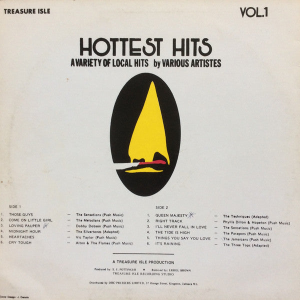 Image of Back Cover of LP - VG/VG - VARIOUS ARTISTS, Hottest Hits Volume 1 (Treasure Isle; , Jamaica 1980s Reissue), Light marks only, plays fine. Storage wear on sleeve.,  - 3816174C