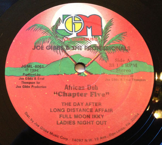 Image of Front Cover of 4445179S: LP - JOE GIBBS & THE PROFESSIONALS, African Dub Chapter Five (Joe Gibbs Music; JGML-6061, US 1984, Plain Sleeve)   /G+