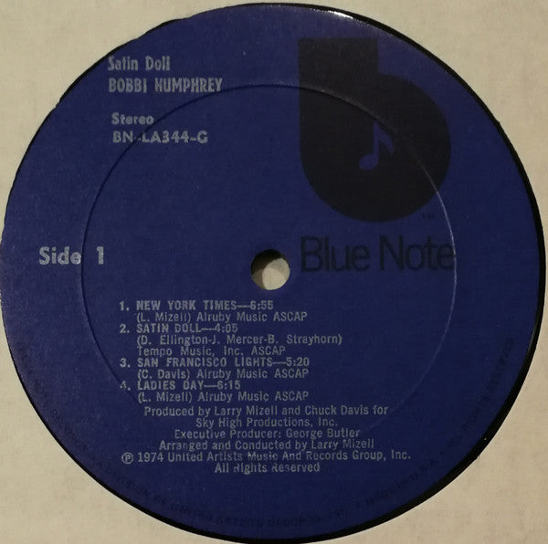 Image of Label Cover of LP - VG/VG - BOBBI HUMPHREY, Satin Doll (Blue Note; BN-LA344-G, US 1974, Pasteback Sleeve, All Disc Pressing), ,  - 3126228E