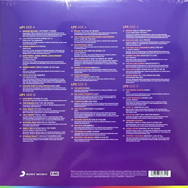 Image of Back Cover of 3xLP - VG/VG+ - VARIOUS, Now Yearbook '86 (Sony Music; LPYBNOW86, UK 2023, Black Inners, Purple Vinyl), Faint ring wear, heavy creasing.,  - 3446203S