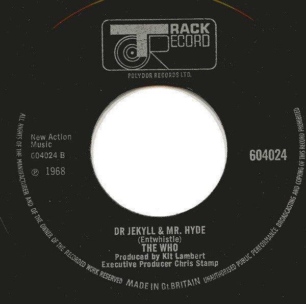 Image of Front Cover of 0124016E: 7" - THE WHO, Magic Bus / Dr Jeckyll and Mr Hyde (Track Record, Large Centre Hole; 604024, UK 1968, Misprint With B-Side Label On Both Sides)   /VG