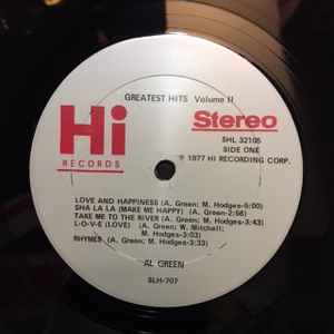 Image of Label Cover of LP - VG/VG+ - AL GREEN, Al Green's Greatest Hits (Volume II) (Hi Records; SHL 32105, US 1977), ,  - 3726028E
