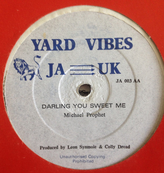 Image of Front Cover of 0114226C: 12" - SCORPION / MICHAEL PROPHET, White Liver / Darling You Sweet Me (Yard Vibes JA-UK; JA 003, UK 1980s, Reggae Disco 45 Sleeve)   VG+/VG