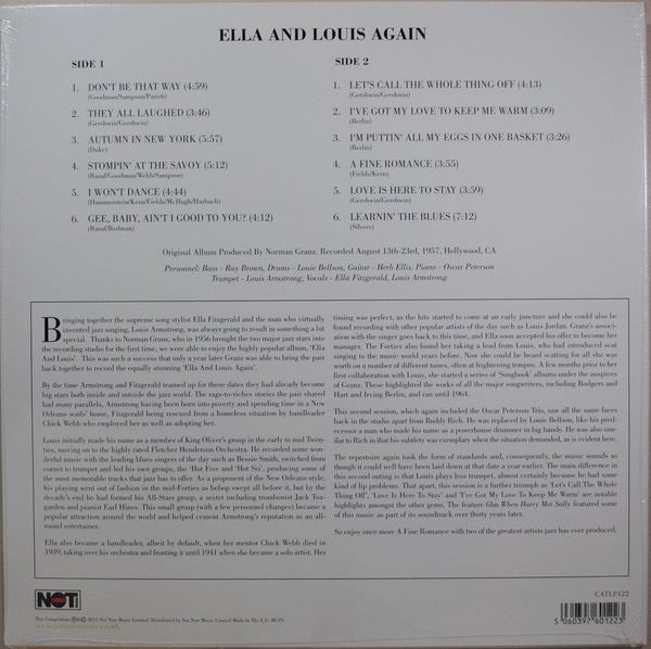 Image of Back Cover of 4834064E: LP - ELLA FITZGERALD & LOUIS ARMSTRONG, Ella And Louis Again (Not Now Music; CATLP122, Europe 2015 Reissue)   NEW/NEW