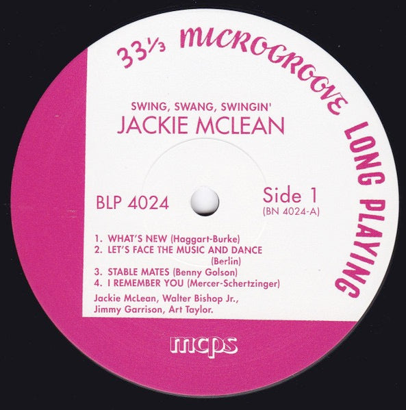 Image of Label Cover of 0114321C: LP - JACKIE MCLEAN, Swing, Swang, Swingin' (Rat Pack Records; BST 84024, France 2019 Reissue)   NEW/NEW