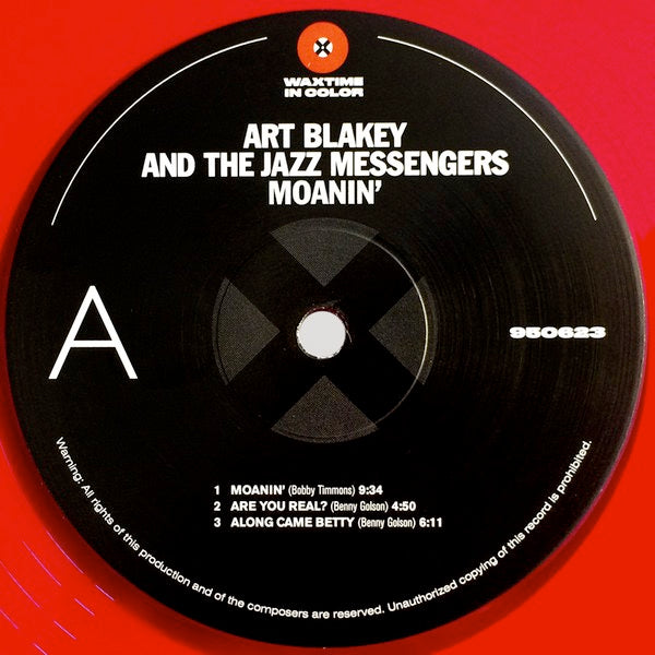 Image of Label Cover of LP - NEW/NEW - ART BLAKEY AND THE JAZZ MESSENGERS, Moanin' (Waxtime In Color; 950623, Europe 2018 Reissue, Red Vinyl), ,  - 6016015C