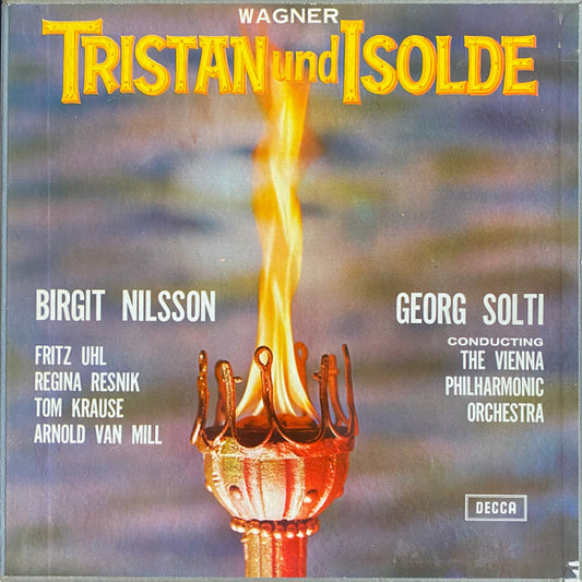 Image of Front Cover of 4023301E: 6xLP - WAGNER*, BIRGIT NILSSON, FRITZ UHL, REGINA RESNIK, TOM KRAUSE, ARNOLD VAN MILL, GEORG SOLTI CONDUCTING THE VIENNA PHILHARMONIC ORCHESTRA*, Tristan Und Isolde (Decca; SET 204-8, UK , Box Set, Booklet)   VG/VG+