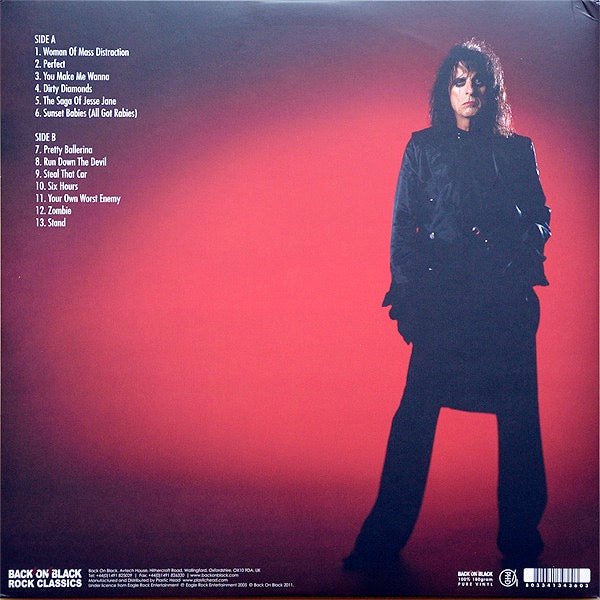 Image of Back Cover of 0124206E: LP - ALICE COOPER, Dirty Diamonds (Back On Black; RCV060LP, UK 2011 Reissue, Gatefold, Red Vinyl)   VG+/VG+