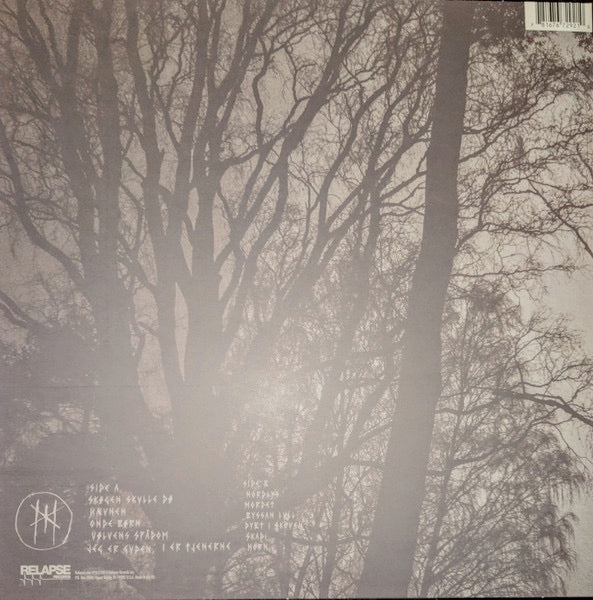 Image of Back Cover of LP - VG+/VG+ - MYRKUR, M (Relapse Records; RR7292, US 2015, Stickered Outer Plastic Sleeve, Insert, Black Vinyl), ,  - 3046073S