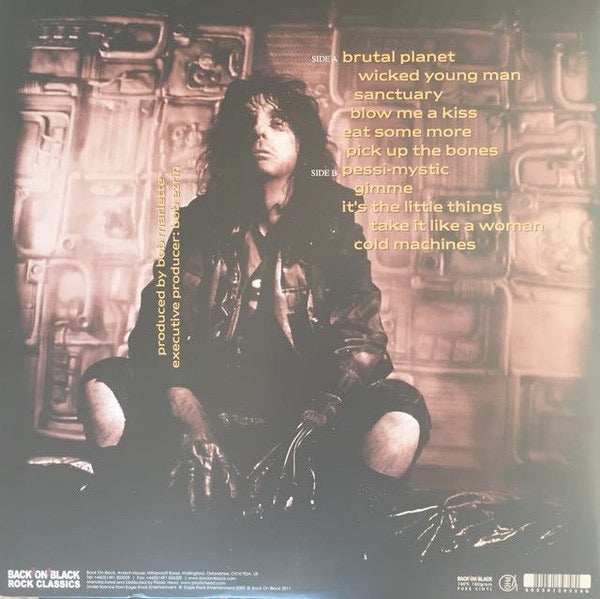 Image of Back Cover of 0224083E: LP - ALICE COOPER, Brutal Planet (Back On Black; RCV058LP, UK 2011, Gatefold, Yellow Transparent Vinyl)   VG+/VG+