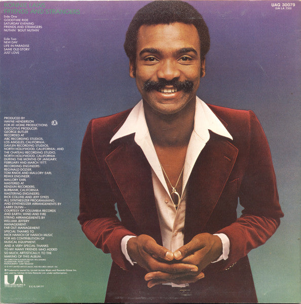 Image of Back Cover of LP - VG/VG - RONNIE LAWS, Friends and Strangers (UA Tan Label; UAG30079, UK 1977, Inner), Strong VG,  - 3246061S