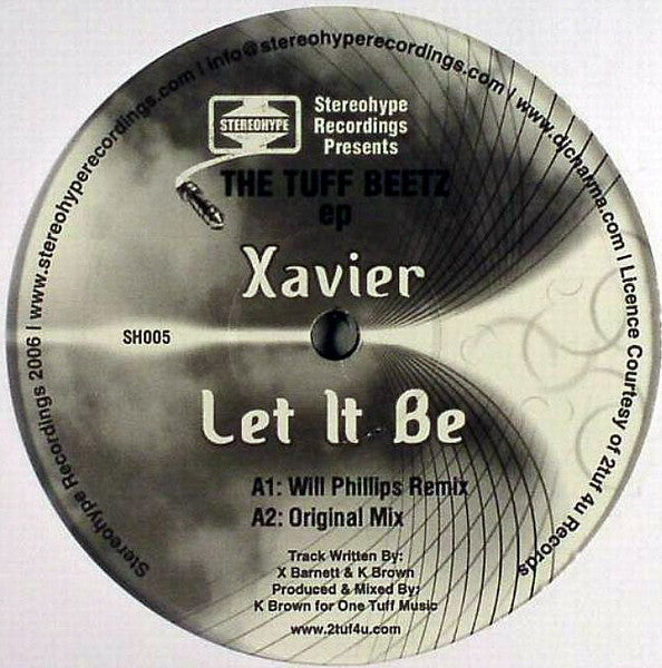 Image of Front Cover of 12" - /VG - VARIOUS, The Tuff Beetz EP (Stereohype Recordings; SH005, UK 2006), Lightly fogged, A1 Xavier   Let It Be (Will Phillips Remix)A2 Xavier   Let It Be (Original Mix)AA1 Tuff Beetz   Indian (I Feel So Good)AA2 Kool Drop   At The Gig - 1216269C