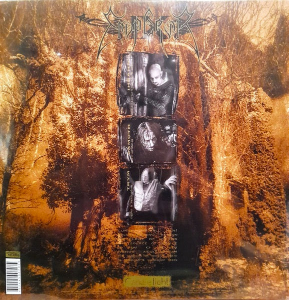 Image of Back Cover of 0234056E: LP - EMPEROR, IX Equilibrium (Candlelight Records; CANDLE500703, USA & Europe 2022 Reissue, Booklet, Remastered, Brown/Black/Cream Vinyl)   NEW/NEW