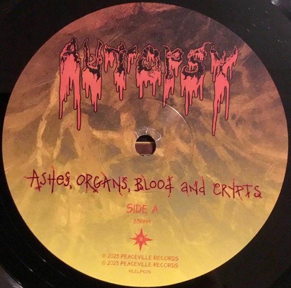 Image of Label of 0234199E: LP - AUTOPSY, Ashes, Organs, Blood And Crypts (Peaceville; VILELP1076, UK 2023, Inner)   NEW/NEW