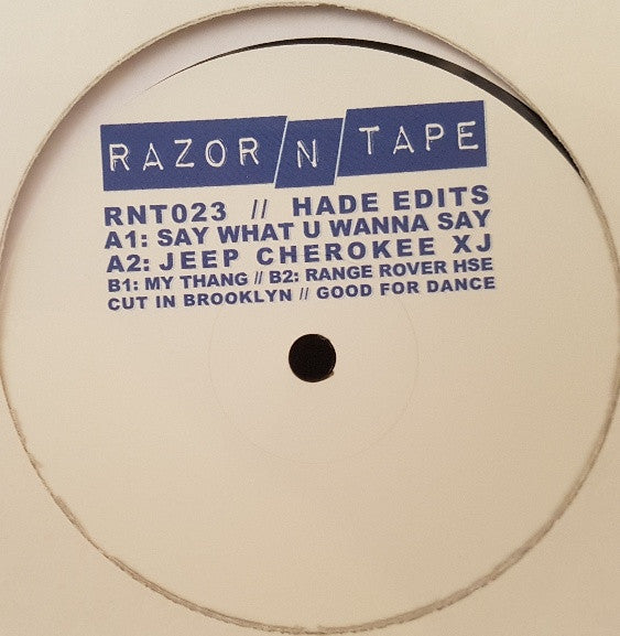 Image of Front Cover of 12" - /VG - HADE, Hade Edits (Razor-N-Tape; RNT023, US 2017, Plain Sleeve), ,  - 3826287E