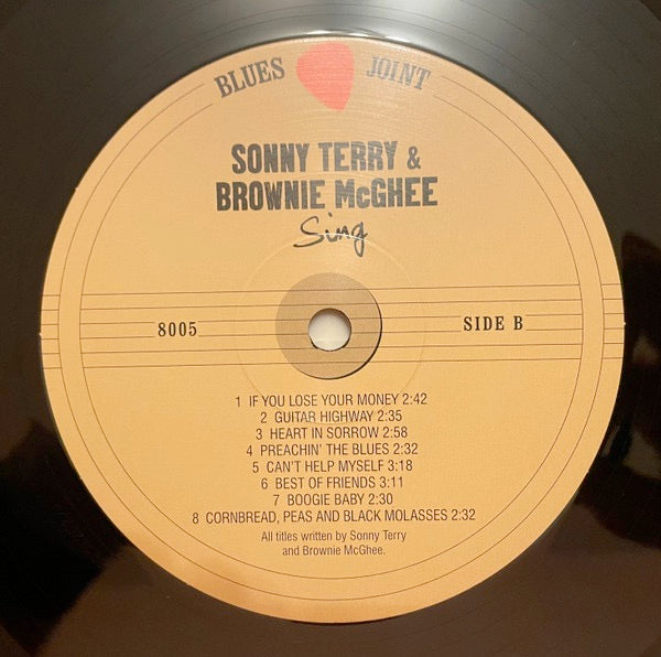 Image of Label of 1334031E: LP - SONNY TERRY AND BROWNIE MCGHEE, Sonny Terry And Brownie McGhee Sing (The Blues Joint Collection; 8005, UK & Europe 2023)   NEW/NEW