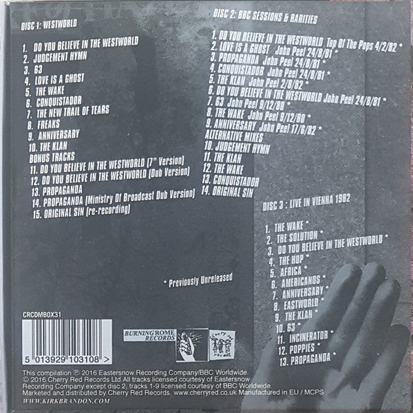 Image of Back Cover of 3xCD - VG+/VG - THEATRE OF HATE, Westworld (Cherry Red; CRCDMBOX31, UK 2016 Reissue, Clamshell Box Set, Booklet, Deluxe Edition), ,  - 3216216C