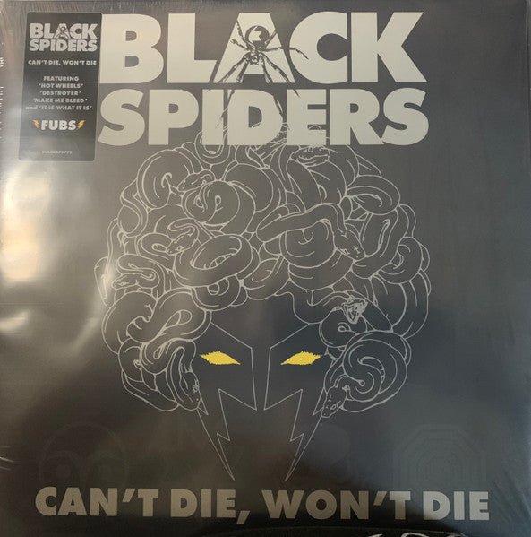 Image of Front Cover of 2044456S: LP - BLACK SPIDERS, Can't Die, Won't Die (Spinefarm Records; BLACK273772, UK 2023, Insert, Clear w/ Purple And Blue Splatter Vinyl)   VG+/VG+