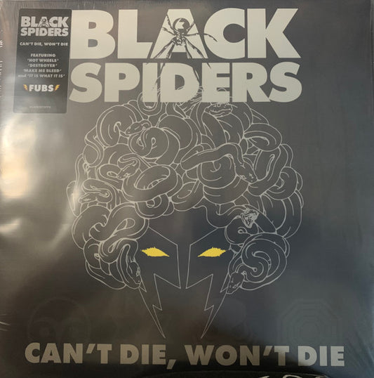 Image of Front Cover of 2044456S: LP - BLACK SPIDERS, Can't Die, Won't Die (Spinefarm Records; BLACK273772, UK 2023, Insert, Clear w/ Purple And Blue Splatter Vinyl)   VG+/VG+