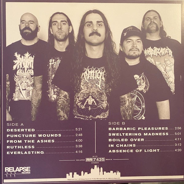 Image of Back Cover of 0214450C: LP - GATECREEPER, Deserted (Relapse Records; RR7435, US 2022 Reissue, Insert, Purple [Deep] With Cloudy Effect Vinyl)   NEW/NEW