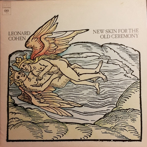 Image of Front Cover of LP - G+/VG - LEONARD COHEN, New Skin For The Old Ceremony (Columbia; KC 33167, US 1974), Water damage on bottom quarter of sleeve - looks particularly bad on the back - has a bit hanging off. A few light hairlines on the record. ,  - 4126342E