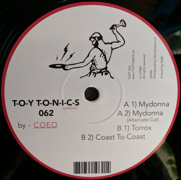 Image of Back Cover of 12" - /VG+ - COEO, Mydonna (Toy Tonics; TOYT062, Germany 2017, Plain Sleeve), , A1 MydonnaA2 Mydonna (Alternate Cut)B1 TorroxB2 Coast To Coast - 3526049E
