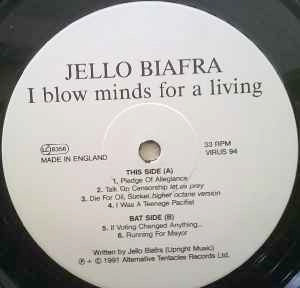 Image of Label Cover of 2xLP - VG/VG+ - JELLO BIAFRA, I Blow Minds For A Living (Alternative Tentacles; VIRUS 94, UK 1991, WS Text Within  Snake  Perimeter Pattern.), With Press Sheet, edge wear,  - 4445063S