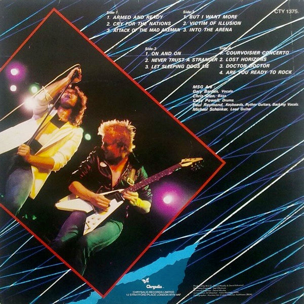 Image of Back Cover of 2xLP - VG/VG - THE MICHAEL SCHENKER GROUP, One Night At Budokan (Chrysalis; CTY 1375, UK 1982, Gatefold), Strong VG,  - 2016116C