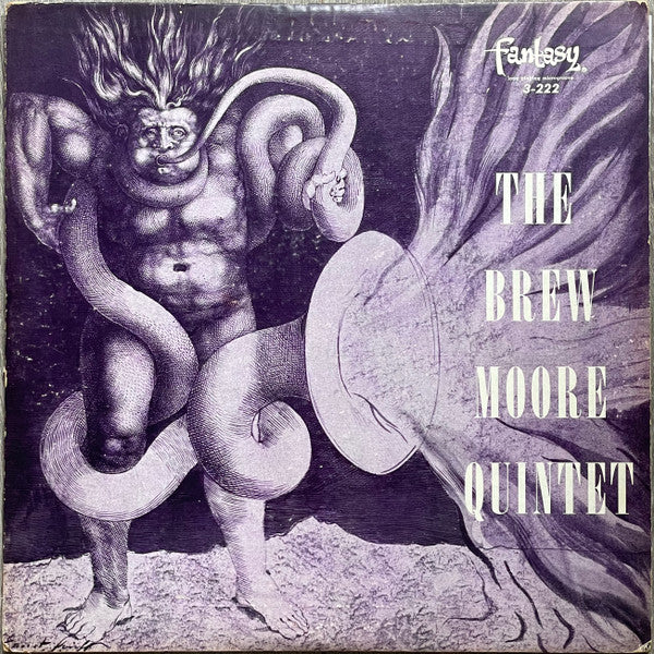 Image of Front Cover of 0324132E: LP - THE BREW MOORE QUARTET AND QUINTET, The Brew Moore Quintet (Fantasy; 3-222, US 1956, Pasteback Sleeve, Mono, Red Vinyl)   VG/VG