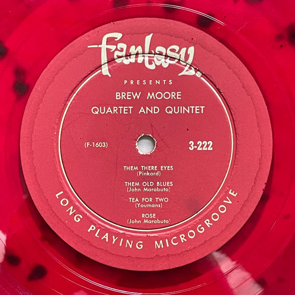 Image of Label Cover of 0324132E: LP - THE BREW MOORE QUARTET AND QUINTET, The Brew Moore Quintet (Fantasy; 3-222, US 1956, Pasteback Sleeve, Mono, Red Vinyl)   VG/VG