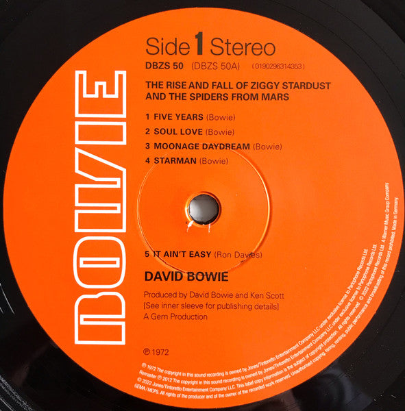 Image of Label Cover of LP - VG+/M - DAVID BOWIE, The Rise And Fall Of Ziggy Stardust And The Spiders From Mars (Parlophone ; DBZS 50, Worldwide 2022, Inner, Half-Speed Master, 180 Gram Vinyl, With Obi), Still sealed but creased corner on sleeve.,  - 2426114E