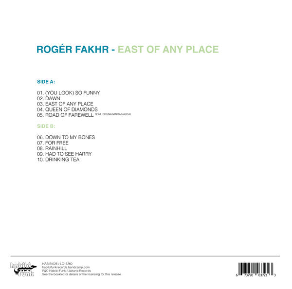 Image of Back Cover of 0354160S: LP - ROG R FAKHR, East Of Any Place (Habibi Funk; HABIBI025, Germany 2023, Booklet, Download Code)   NEW/NEW