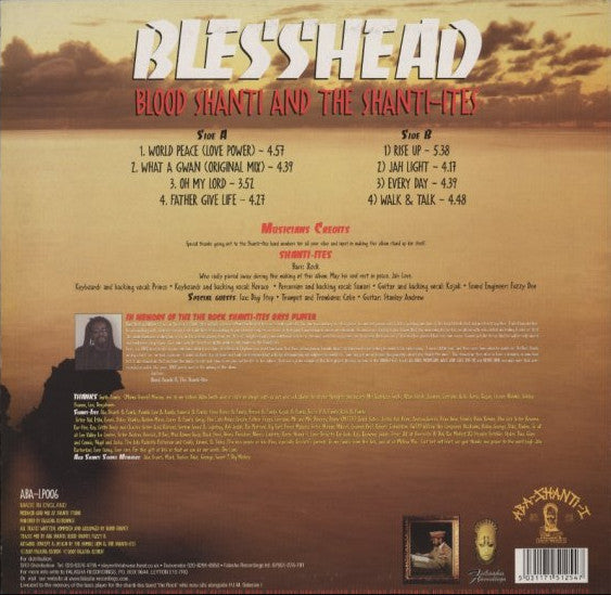 Image of Back Cover of 1914467C: LP - BLOOD SHANTI & THE SHANTI-ITES, Blesshead (Falasha Recordings; ABALP 006, UK 2007)   EX/VG+