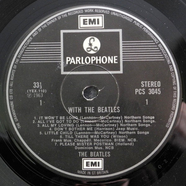 Image of Label Cover of LP - VG+/VG+ - THE BEATLES, With the Beatles (Parlophone Silver/Black - 2 EMI Boxes; PCS3045, UK 1970s Reissue, Laminated Front Sleeve, Gramophone Co on Label Rim), ,  - 1726041E