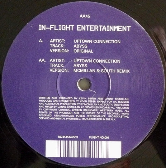 Image of Front Cover of 0344350S: 12" - UPTOWN CONNECTION, Abyss (In-Flight Entertainment; FLIGHT.NO:001, UK 2001, Company Sleeve)   VG+/VG+